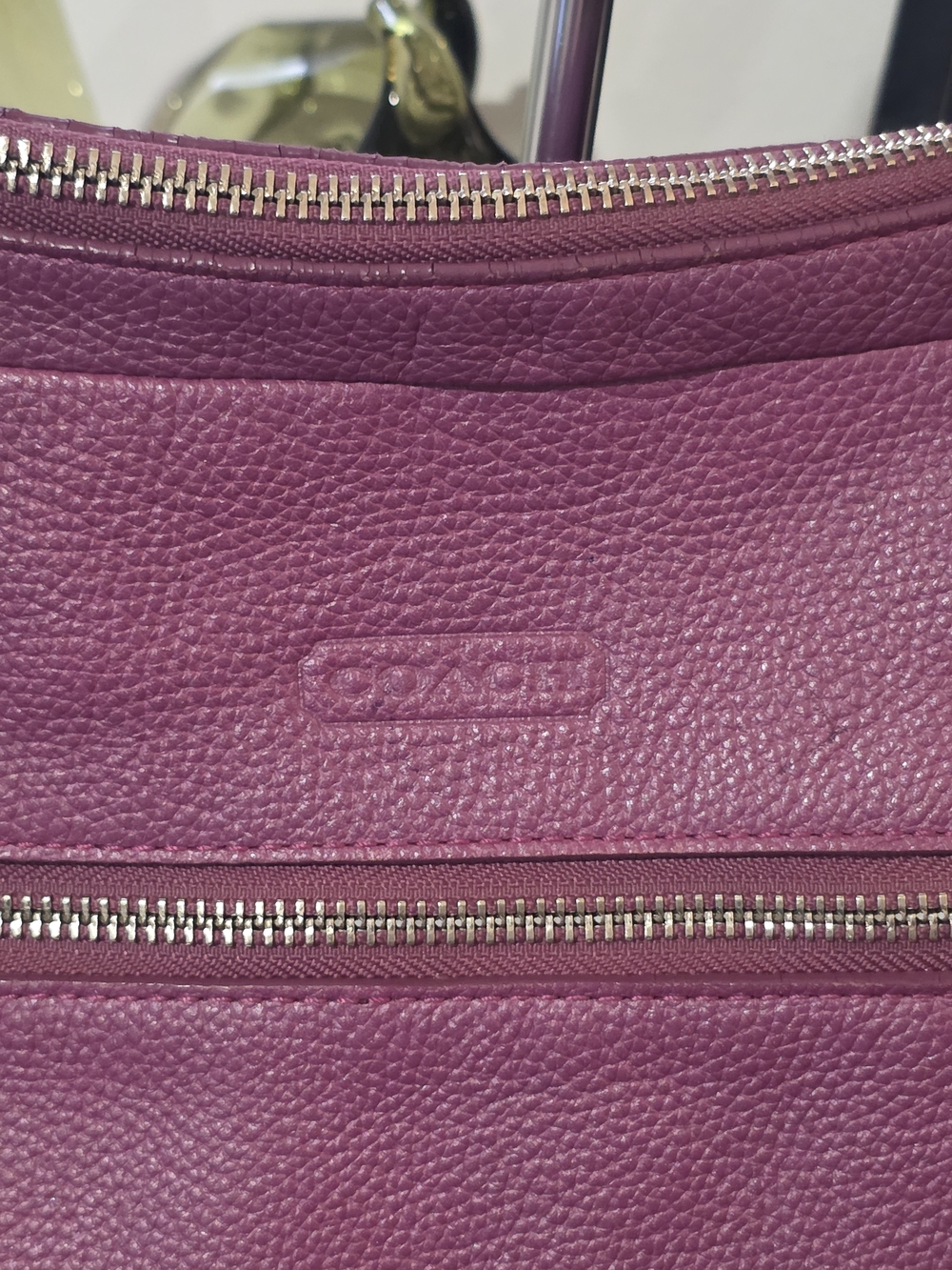 Coach Alexandra Convertible Hobo Purple Pebbled Leather & Black Sunglasses Case - Picture 4 of 11